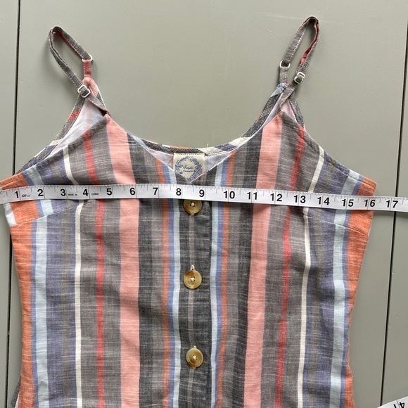 FRANCESCA’S Blue Rain Maya Button Down 100% Cotton Stripped Dress Size Small - Picture 15 of 16